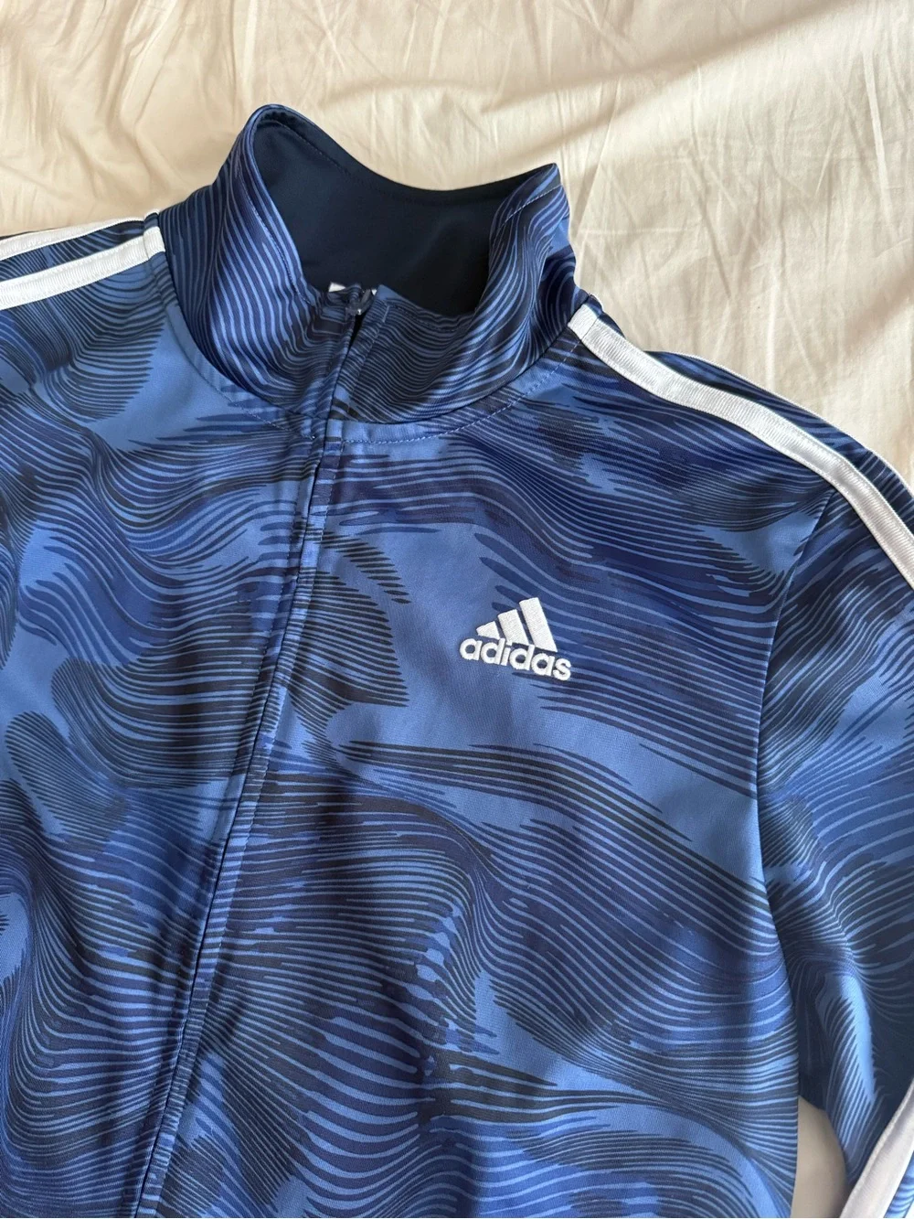 adidas boys Navy & White Track Jacket